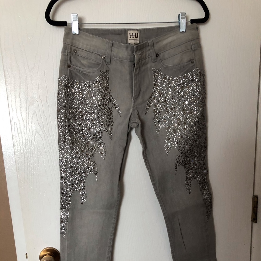 Haute Hippie grey jeans with crystals size 26 new